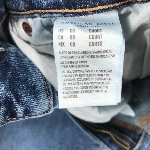 AMERICAN EAGLE Womens Size 00 SHORT Mom Jean Medium Wash Stretch High Rise Jeans - Picture 8 of 16